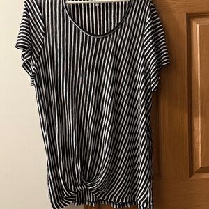 Stylish Black and White Striped Women's Tee